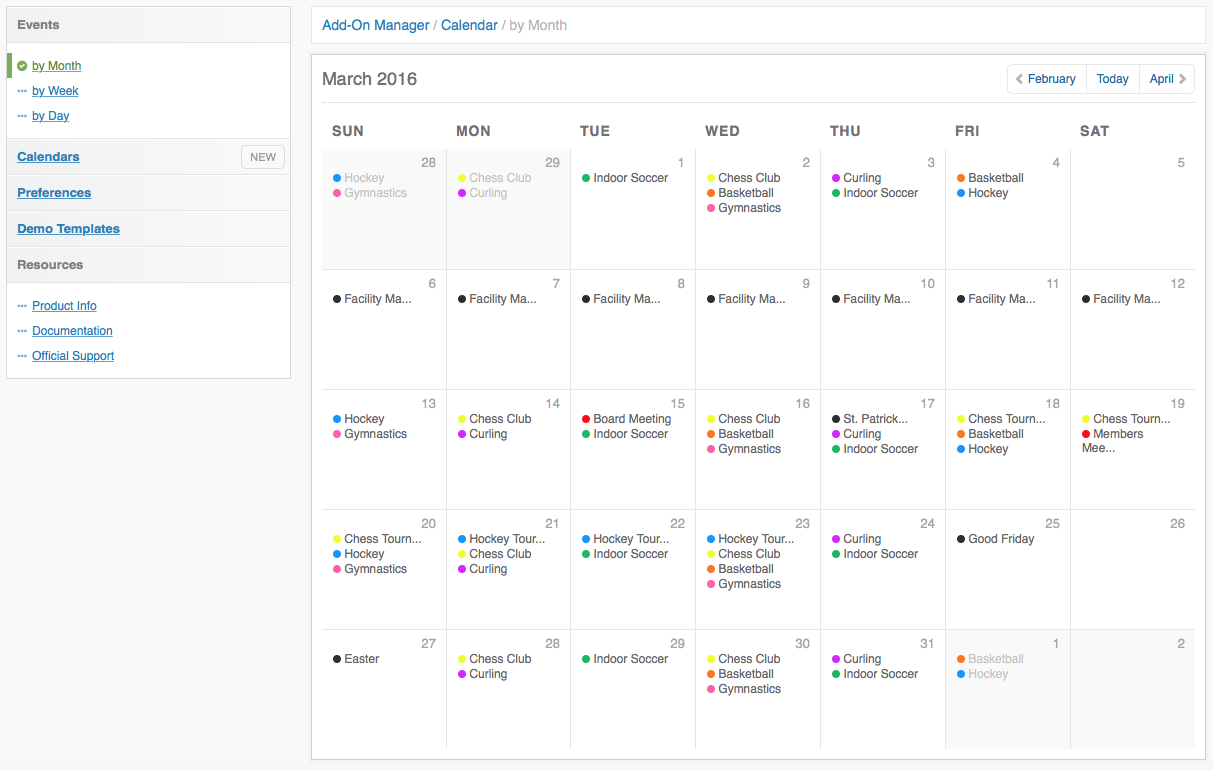 Events by Month