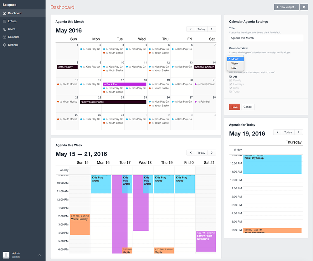 Calendar Agenda widget