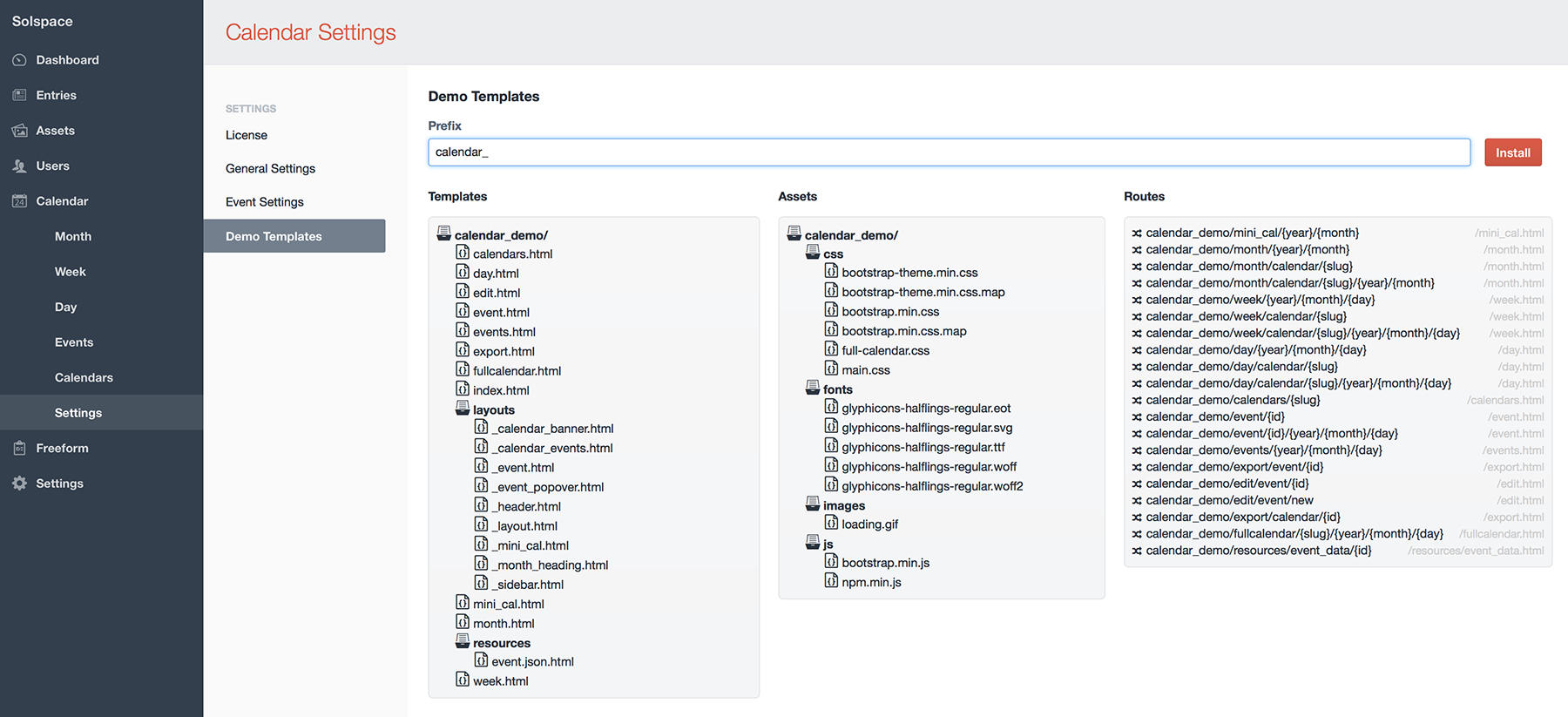 Demo Templates Install