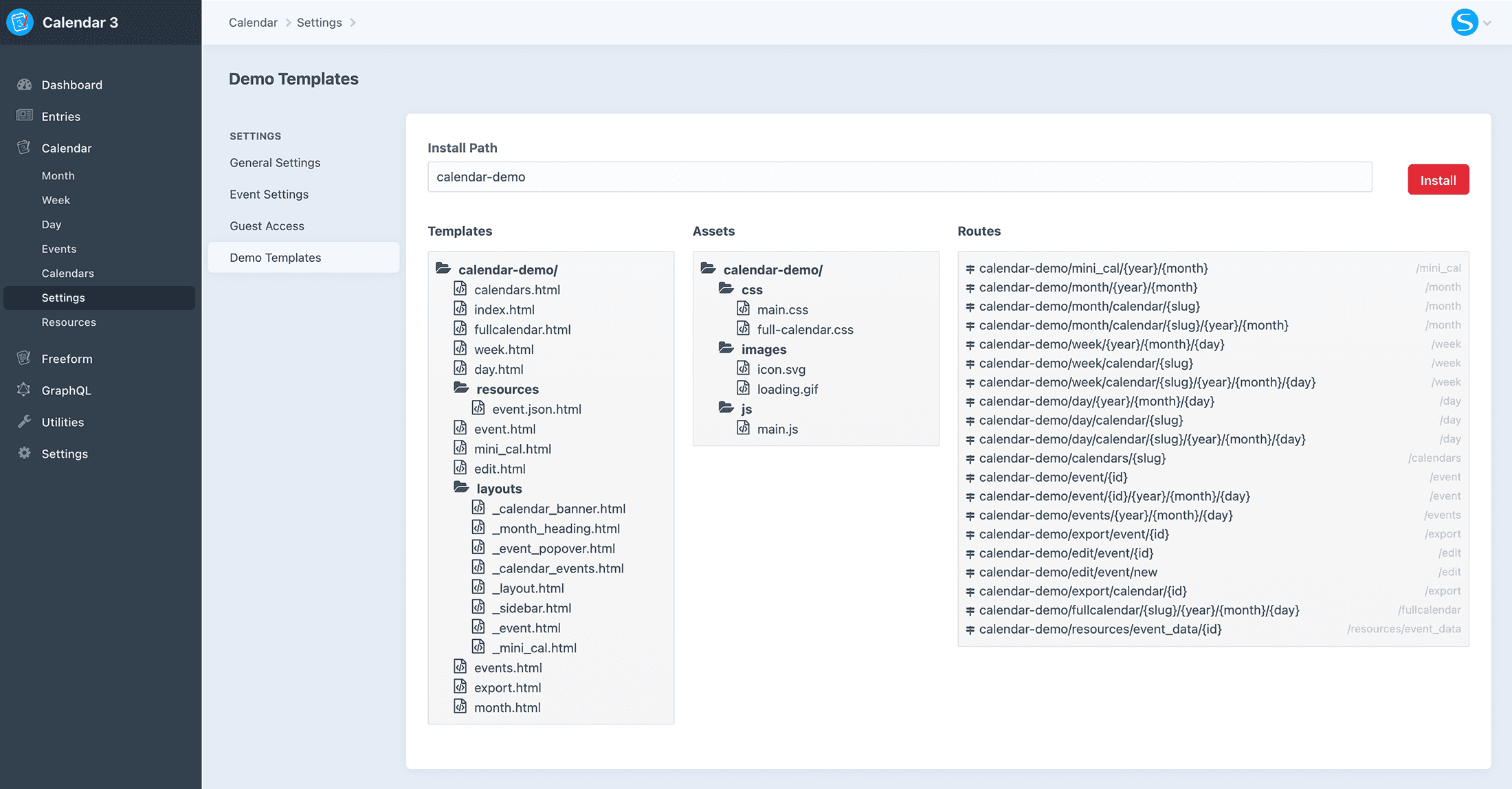 Demo Templates Install