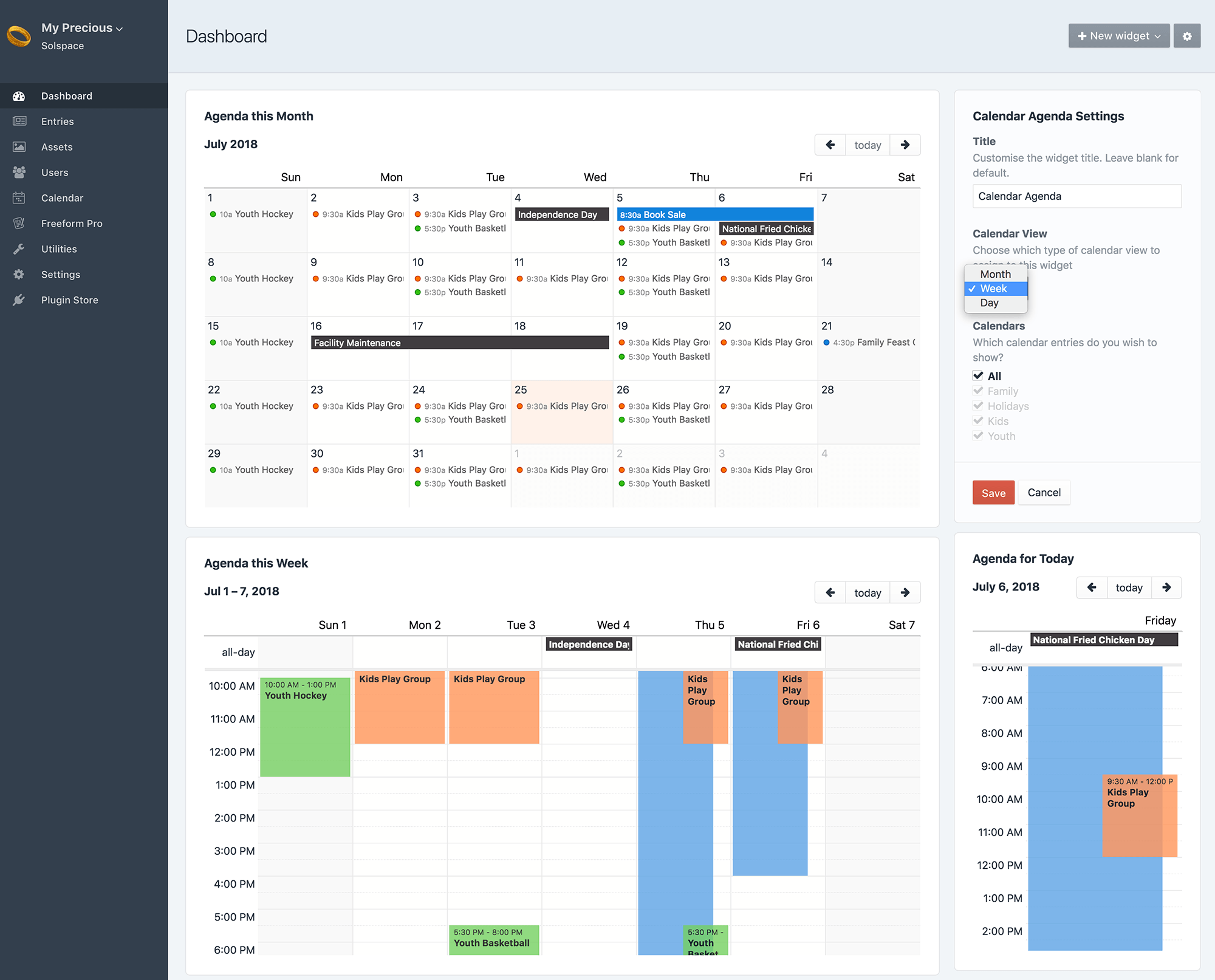 Calendar Agenda widget