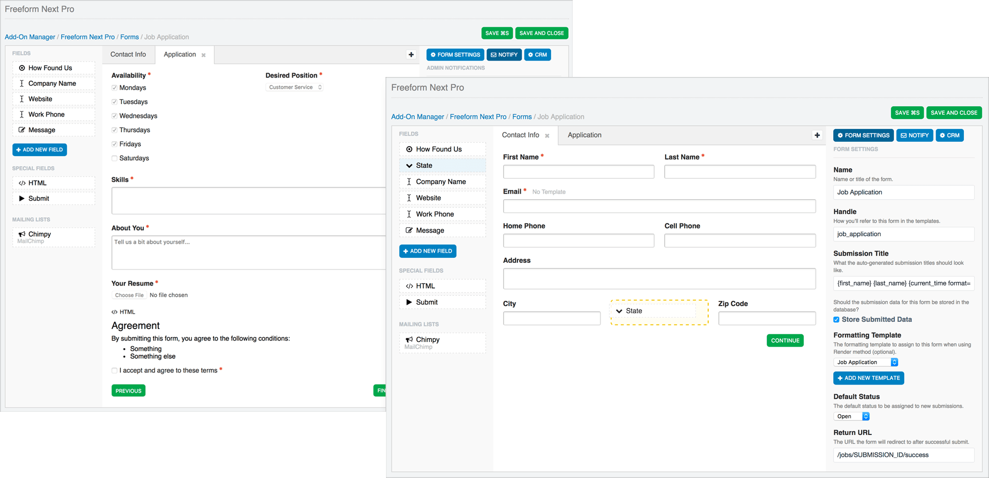 Multi-page forms