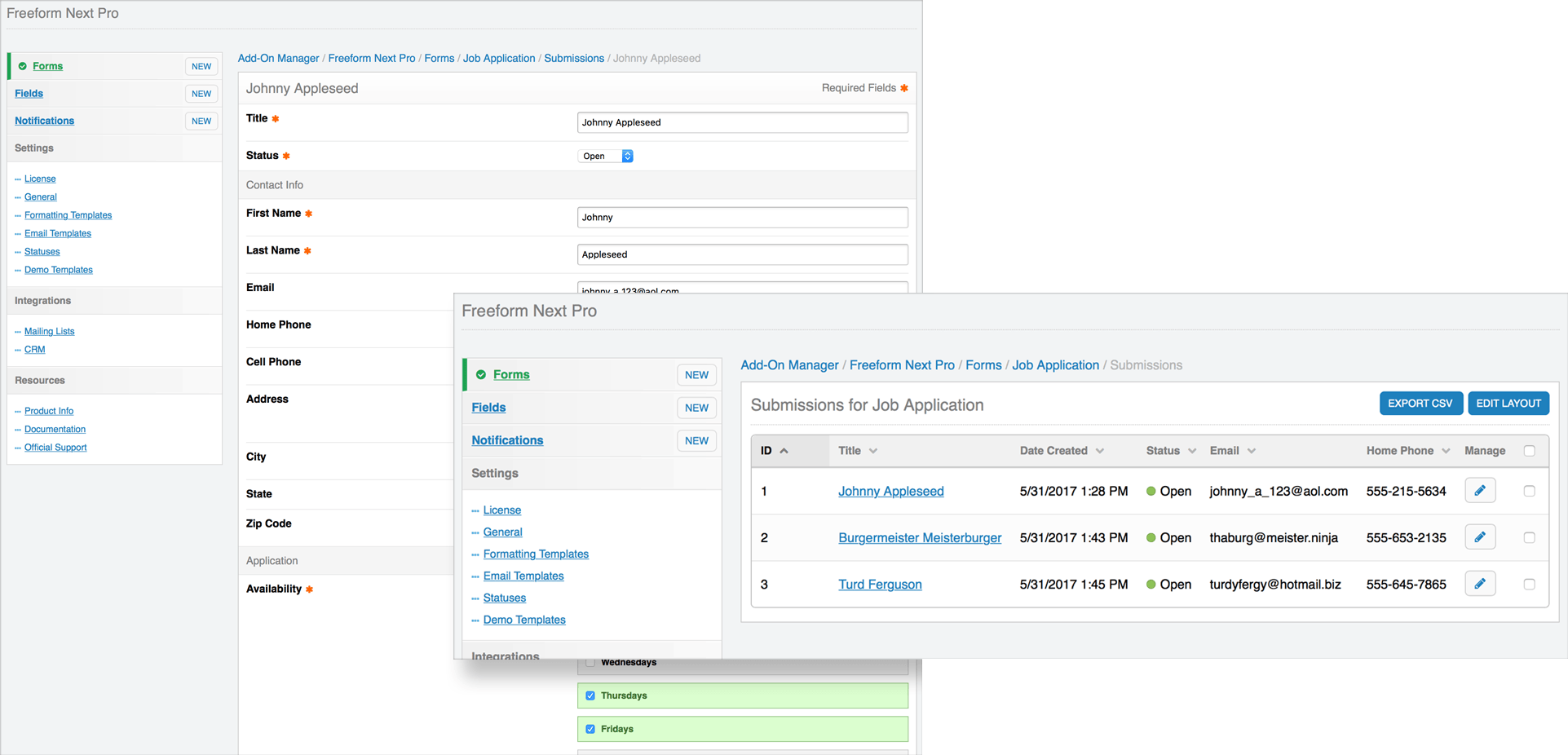 Manage submissions