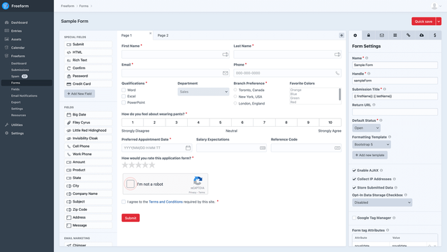 Form Builder Fields