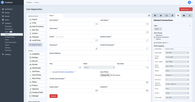 Form Builder - Elements integration - Users